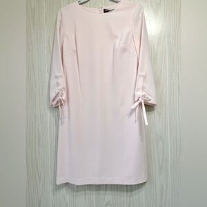 Karl Lagerfeld Elegant ROSE PINK 3/4 bow tie sleeves Crepe Dress, size 6 EUC